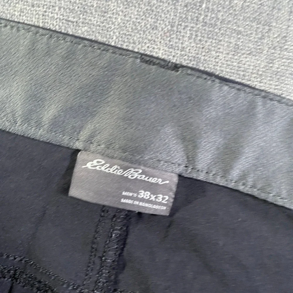 Eddie Bauer Mens 38x32 Black Hiking Ranier Pants Outdoor Nylon Spandex Blend